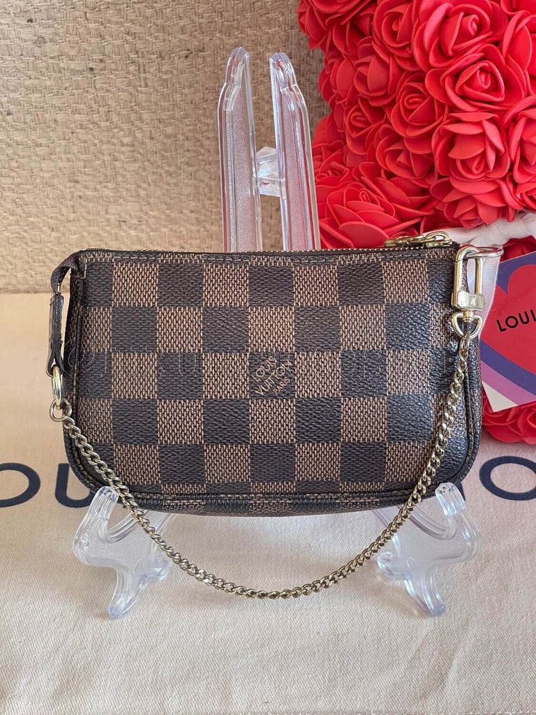 100 Original Louis Vuitton Mini Pochette Accessoires Damier Ebene